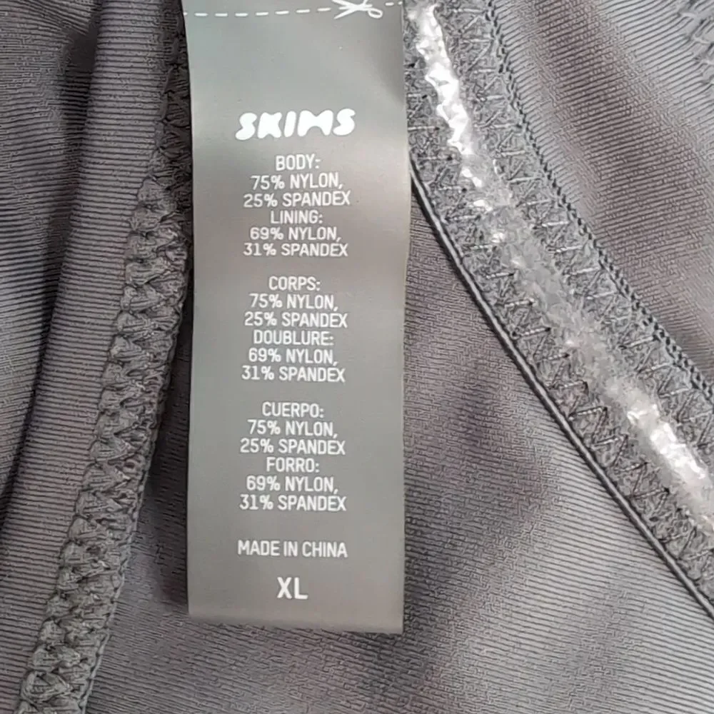 SKIMS Shaping Swim Unlined Underwire Bikini Top Gunmetal Sz XL